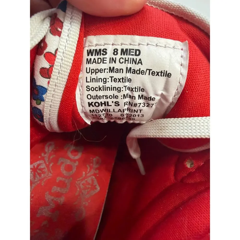 Mudd Womens Sz 8 Red White Floral Y2K Sneaker Wedges Wedge Shoes Retro
